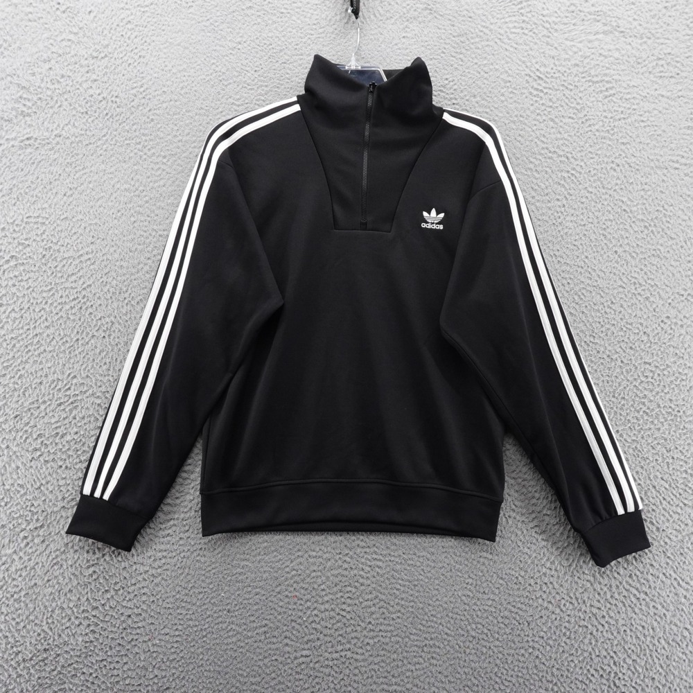 Adidas Originals Funnelneck Track Top Mens Small Black White Retro NEW